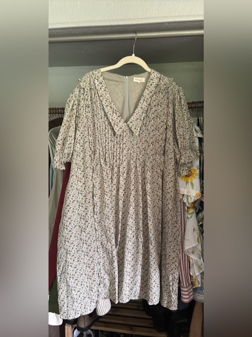 Roolee Nursing Dress in Sage Green with White & Orange Flowers